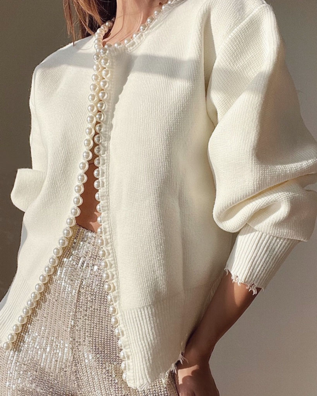 Chloe - Beige Knit Cardigan - Elegant Vintage Style Comfort-Cardigan-Black-S-Auvien & Co