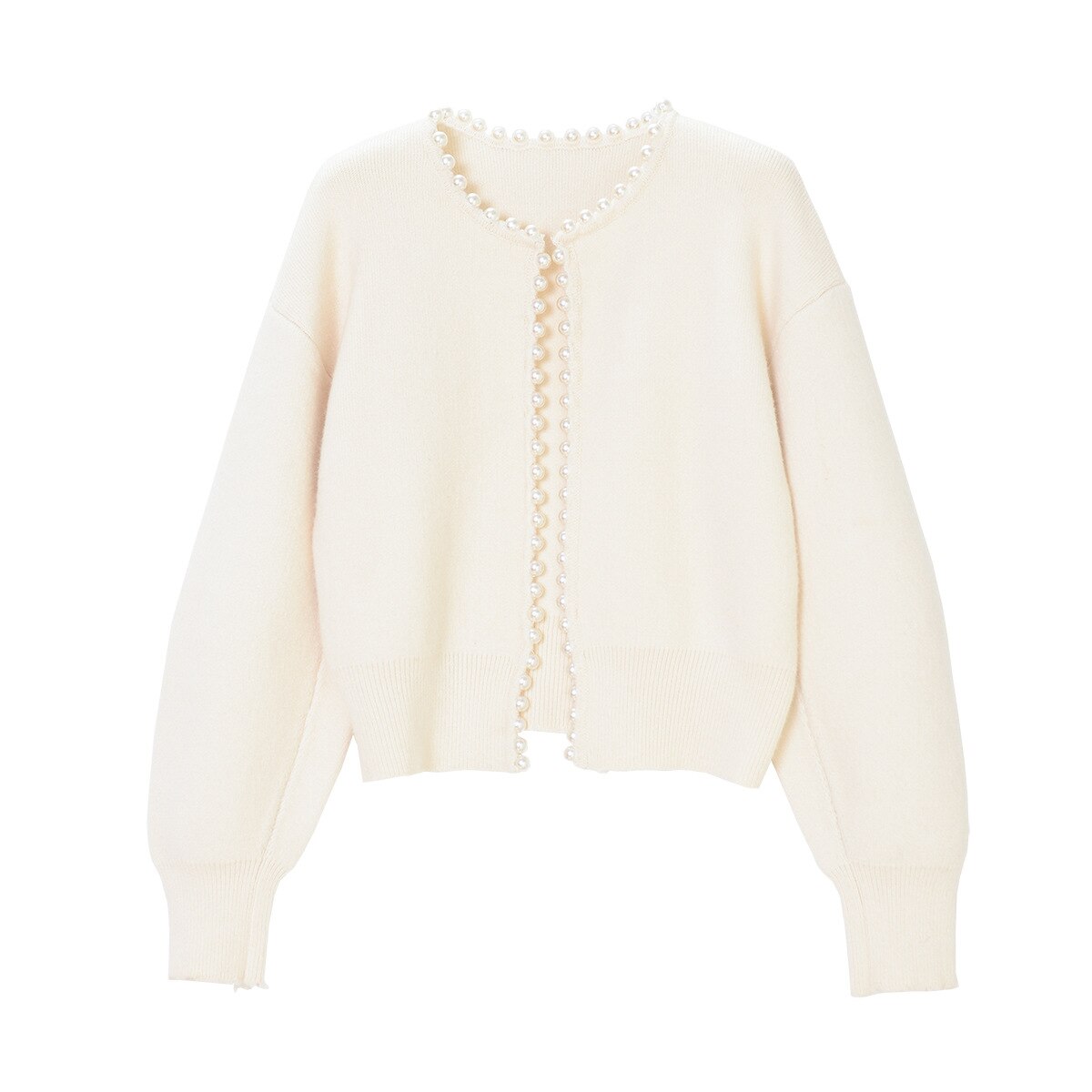 Chloe - Beige Knit Cardigan - Elegant Vintage Style Comfort-Cardigan-White-S-Auvien & Co