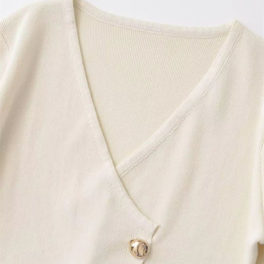 Noor - Asymmetric Button-Up V-Neck Cardigan