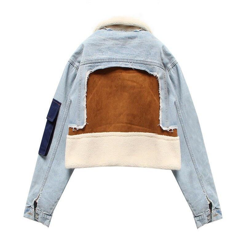 Sophia - Women's Denim Jacket with Cozy Shearling and Suede-Denim Jackets-Blue-S-Auvien & Co