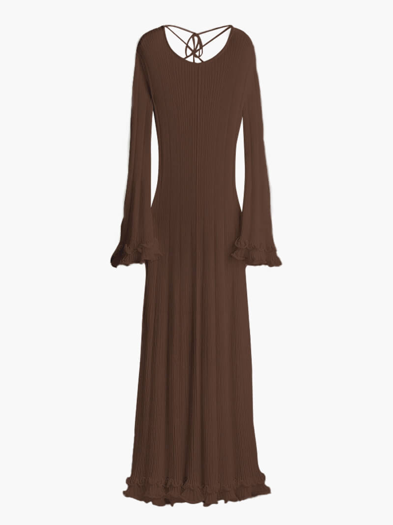 Tahlia - Luxe Rib Knit Dress – Flattering Silhouette for All Body Types-Dresses-Brown-S-Auvien & Co