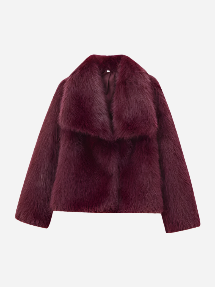 Vivienne - Faux Fur Coat Burgundy - Luxuriously Warm and Stylish-Jacket-Burgundy-XS-Auvien & Co