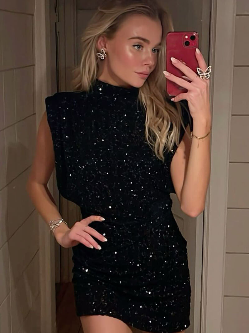 Eshira - Shimmer Velvet Dress – Stunning Holiday Sparkle-Dresses-Auvien & Co