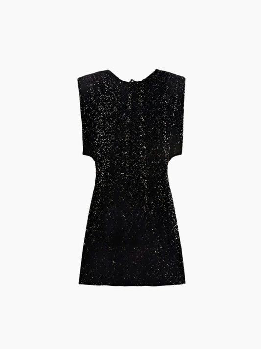 Eshira - Shimmer Velvet Dress – Stunning Holiday Sparkle-Dresses-Black-S-Auvien & Co
