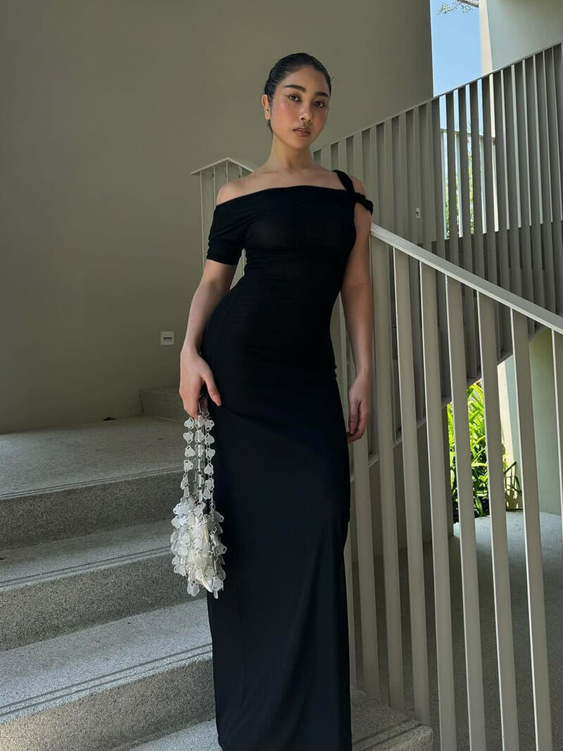 Lunira - Chic Twisted Maxi Dress – Flattering Asymmetrical Design-Dresses-Auvien & Co