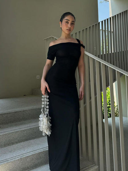 Lunira - Chic Twisted Maxi Dress – Flattering Asymmetrical Design-Dresses-Auvien & Co
