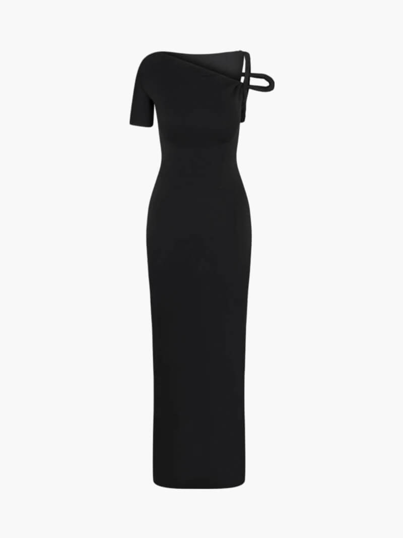 Lunira - Chic Twisted Maxi Dress – Flattering Asymmetrical Design-Dresses-Black-S-Auvien & Co