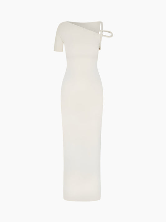 Lunira - Chic Twisted Maxi Dress – Flattering Asymmetrical Design-Dresses-Cream-S-Auvien & Co