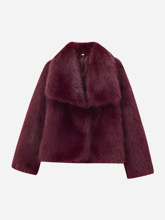 Vivienne - Faux Fur Coat Burgundy - Luxuriously Warm and Stylish-Jacket-Burgundy-XS-Auvien & Co
